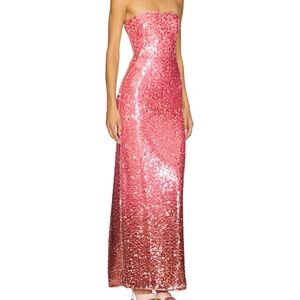 Jonathan Simkhai Pink Sequin Strapless Gown